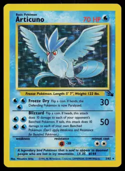 ARTICUNO 2/62 HOLO RARE FOSSIL POKEMON LP - Image 1