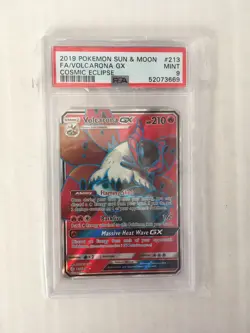 Pokemon 2019 Sun & Moon #213 FA/ Volcarona GX Cosmic Eclipse PSA Graded 9 Mint. - Image 1