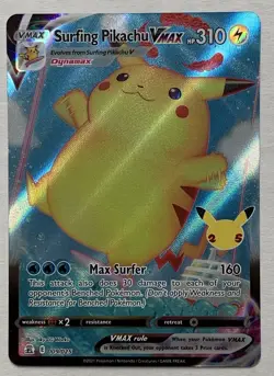 Pokemon Celebrations Surfing Pikachu VMAX 009/025 Ultra Rare Holo NM - Image 1
