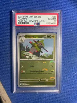 2025 POKEMON BLK EN-BLACK BOLT MASTER BALL REVERSE HOLO #069 FRAXURE PSA 10 - Image 1