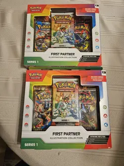2 New Sealed TCG Pokemon First Partner Illustration Collection Boxes - Image 1