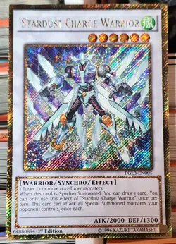 YUGIOH 1ST ED PGL3-EN005 STARDUST CHARGE WARRIOR GOLD RARE NEAR MINT NM - Image 1