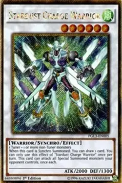 YUGIOH 1ST ED PGL3-EN005 STARDUST CHARGE WARRIOR GOLD RARE NEAR MINT NM - Image 2
