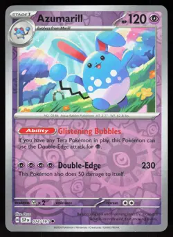 Azumarill 074/191 Uncommon Surging Sparks Pokemon Reverse Holo Near Mint - Image 1