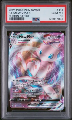 Pokemon TCG 2021 Fusion Strike Mew VMAX 114/264 Full Art Holo PSA 10 - Image 1