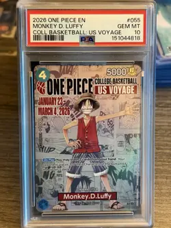 2026 One Piece EN College Basketball US Voyage #055 Monkey D Luffy PSA 10 - Image 1