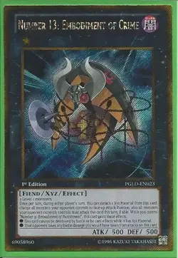 YUGIOH 1ST ED PGLD-EN023 NUMBER 13: EMBODIMENT OF CRIME GOLD RARE NEAR MINT (NM) - Image 1