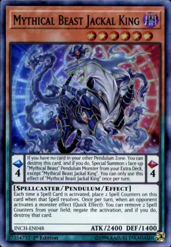 Yugioh INCH-EN048 Mythical Beast Jackal King Super Rare 1st Edition NM - Image 1