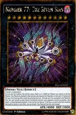 YUGIOH 1ST ED PGL3-EN011 NUMBER 77: THE SEVEN SINS GOLD RARE NEAR MINT NM - Image 1