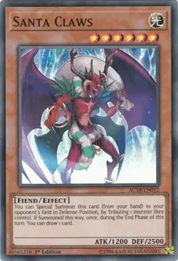 YUGIOH 2018 ADVENT CALENDAR AC18-EN012 SANTA CLAWS SUPER RARE NEAR MINT (NM) - Image 1