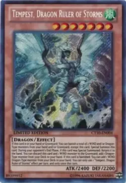 YUGIOH CT10-EN004 TEMPEST, DRAGON RULER OF STORMS SECRET RARE NEAR MINT NM - Image 1