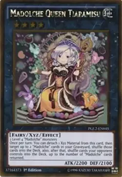 YUGIOH 1ST PGL2-EN045 MADOLCHE QUEEN TIARAMISU GOLD RARE HOLO FOIL NEAR MINT NM - Image 1