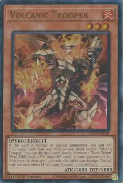 YUGIOH 1ST ED LD10-EN019 VOLCANIC TROOPER ULTRA RARE NEAR MINT (NM) - Image 1