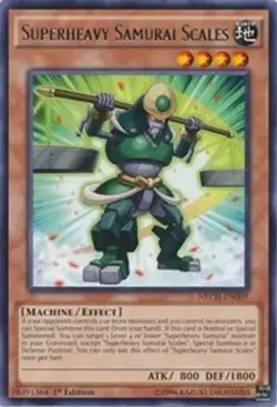 YUGIOH 1ST ED NECH-EN009 SUPERHEAVY SAMURAI SCALES RARE NEAR MINT NM - Image 1