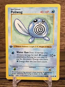 Pokemon Card TCG POLIWAG Base Set 1ST EDITION Shadowless 59/102 LP Vintage - Image 1
