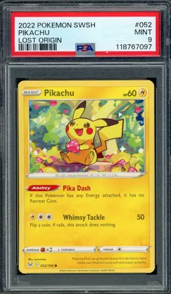 PSA 9 Pikachu Lost Origin 052/196 Pokemon Card B11 - Image 1
