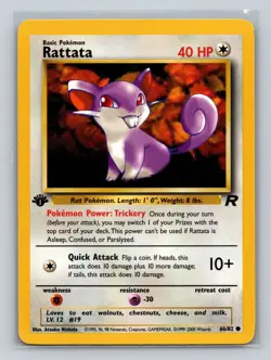 Rattata 1st Edition Team Rocket 66/82 Pokemon Card Common TCG 2000 WOTC - Image 1