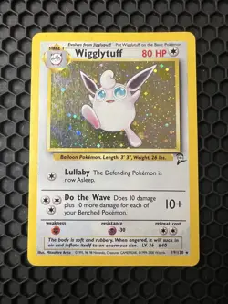 Pokemon TCG Wigglytuff Base Set 2 Holo Unlimited Rare Card 19/130 (Damaged) - Image 1