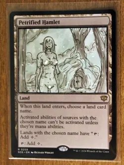 Petrified Hamlet Altered Art Hand Painted MTG Magic the Gathering Anime Girl - Image 1
