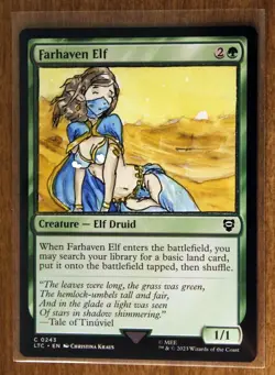 Farhaven Elf X4 Altered Art Hand Painted MTG Magic the Gathering Anime Girl - Image 2