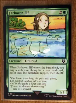 Farhaven Elf X4 Altered Art Hand Painted MTG Magic the Gathering Anime Girl - Image 3