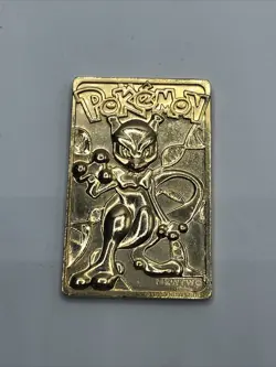 B6 1999 MewTwo Pokemon 24K Gold Plated Trading card Limited Edition Burger King - Image 2