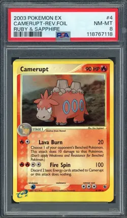 PSA 8 Camerupt EX Ruby & Sapphire 4/109 Reverse Holo Pokemon Card B11 - Image 1