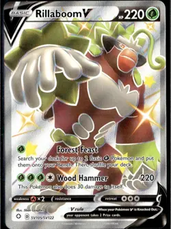 Rillaboom V SV105/SV122 Shining Fates: Shiny Vault Pokemon TCG - NM - Image 1