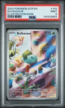2024 Pokemon Stellar Crown Bulbasaur Illustration Rare PSA 9 #143/142 SCR EN - Image 1