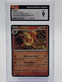 FLAREON 2025 POKEMON BLACK STAR PROMOS #167 PRISMATIC EVOLUTIONS CGC 9 Q1345 - Image 1