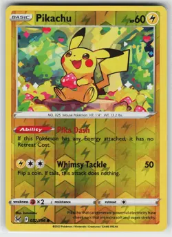 Pikachu 052 Reverse Holo 196 C Lost Origin LP Pokemon - Image 1