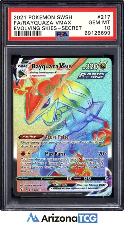 Pokemon 2021 Rayquaza VMAX 217/203 Full Art SR Evolving Skies GEM MINT PSA 10 - Image 1