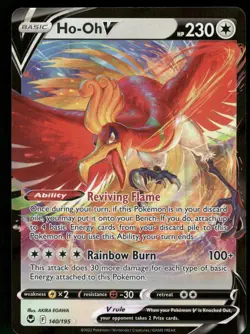 Ho-Oh V 140/195 Holo V Rare Silver Tempest Pokemon NM - Image 1