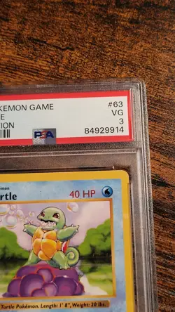 Squirtle 1st Edition PSA 3 Pokemon Base Set Shadowless 1st Ed 63/102 - Image 3