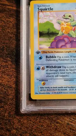 Squirtle 1st Edition PSA 3 Pokemon Base Set Shadowless 1st Ed 63/102 - Image 5