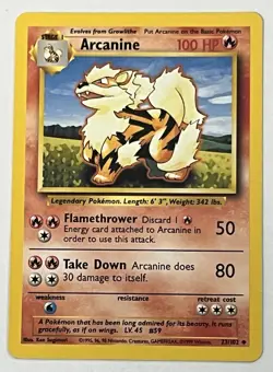 Arcanine 023/102 Base Set Regular 1999 Pokemon TCG English NM Uncommon - Image 1