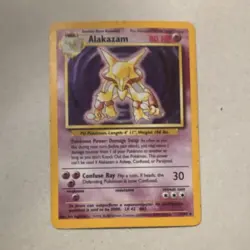 Pokemon TCG Alakazam 001/102 Base Set Holo Rare Stage 2 Psychic English 80 HP - Image 1