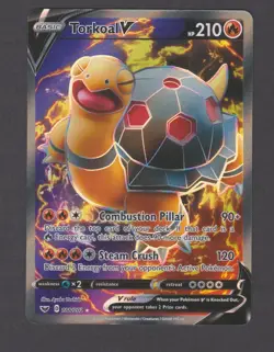 Pokemon TCG Torkoal v 188/202 Full Art Ultra Rare, Sword & Shield Base Set - Image 1