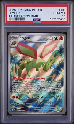 2025 POKEMON PFL EN-PHANTASMAL FLAMES ILLUSTRATION RARE #101 FLYGON PSA 10 ! - Image 1