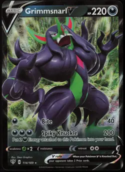 Grimmsnarl V 114/189 (NM) Ultra Rare Holo - SWSH03: Darkness Ablaze Pokemon - Image 1