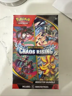 Pokemon TCG Mega Evolution Chaos Rising Booster Bundle 6 Packs Sealed IN HAND - Image 1