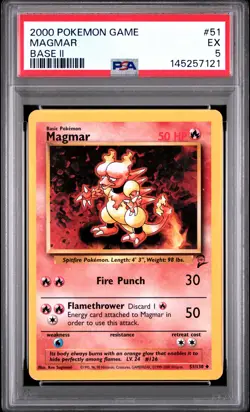2000 POKEMON BASE SET 2 #51 MAGMAR PSA 5 - Image 1