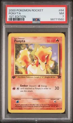 2000 POKEMON ROCKET 1ST EDITION #64 PONYTA PSA 7 - Image 1