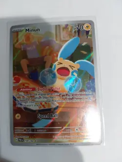 Pokemon TCG Minun Card 194/182 Paradox Rift IR Holo NM Condition - Image 1