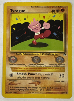 Pokemon TCG - Tyrogue 66/75 - Neo Discovery - MP - VTG - Image 1