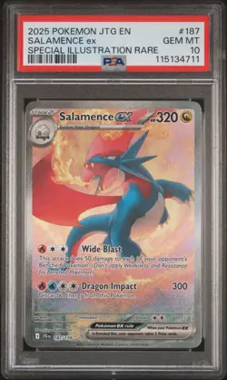 2025 POKEMON JTG EN-JOURNEY TOGETHER #187 SALAMENCE EX PSA 10 - Image 1
