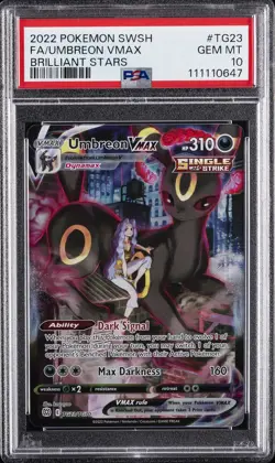 2022 POKEMON SWORD & SHIELD BRILLIANT STARS #TG23 FULL ART/UMBREON VMAX PSA 10 - Image 1
