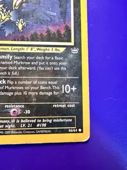 MURKROW 46/64 NEO REVELATION 1ST EDITION 2000 POKEMON TCG - Image 4