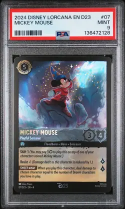2024 DISNEY LORCANA EN D23-D23 EXPO PROMO MICKEY MOUSE - PLAYFUL SORCERER PSA 9 - Image 1
