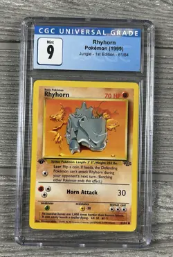 1999 Pokemon Jungle 1st Edition Rhyhorn #61/64 CGC 9 Mint Graded Card - Image 1